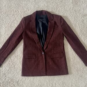 Banana Republic Herringbone Blazer Dark Academia Black Brown Sz 0 Wool Career